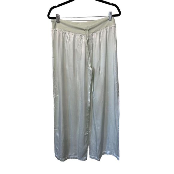 Pj Harlow Satin Elastic Waistband Capri Lounge Pants Mint Green Size Large NWT